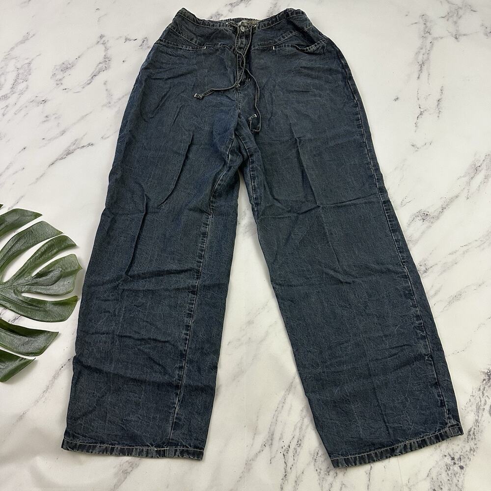 Two Star Dog Womens Vintage Y2k Wide Leg Pant Size M Blue Drawstring Lyocell